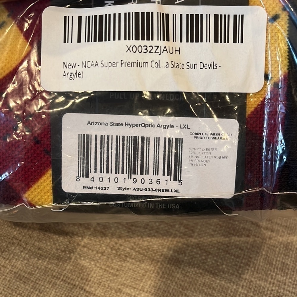 NCAA Super Premium College Fan Socks Arizona State University Socks New! - Picture 4 of 7